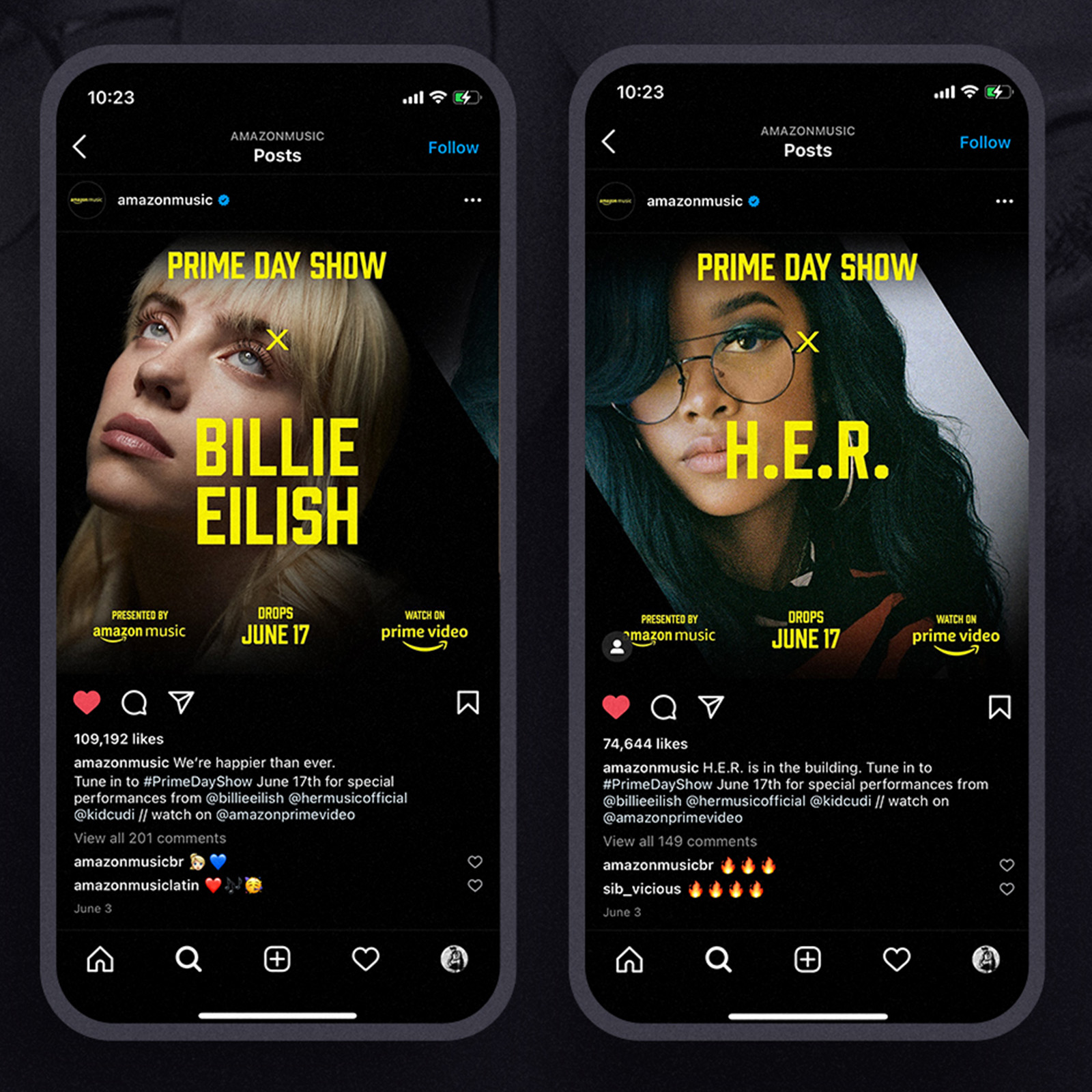 Prime Day Show campaign static featuring H.E.R.